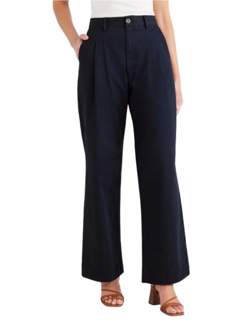 6/$20 Free Assembly High-Waist Wide Leg Chino Pants in Navy w/pockets NWT Size 0